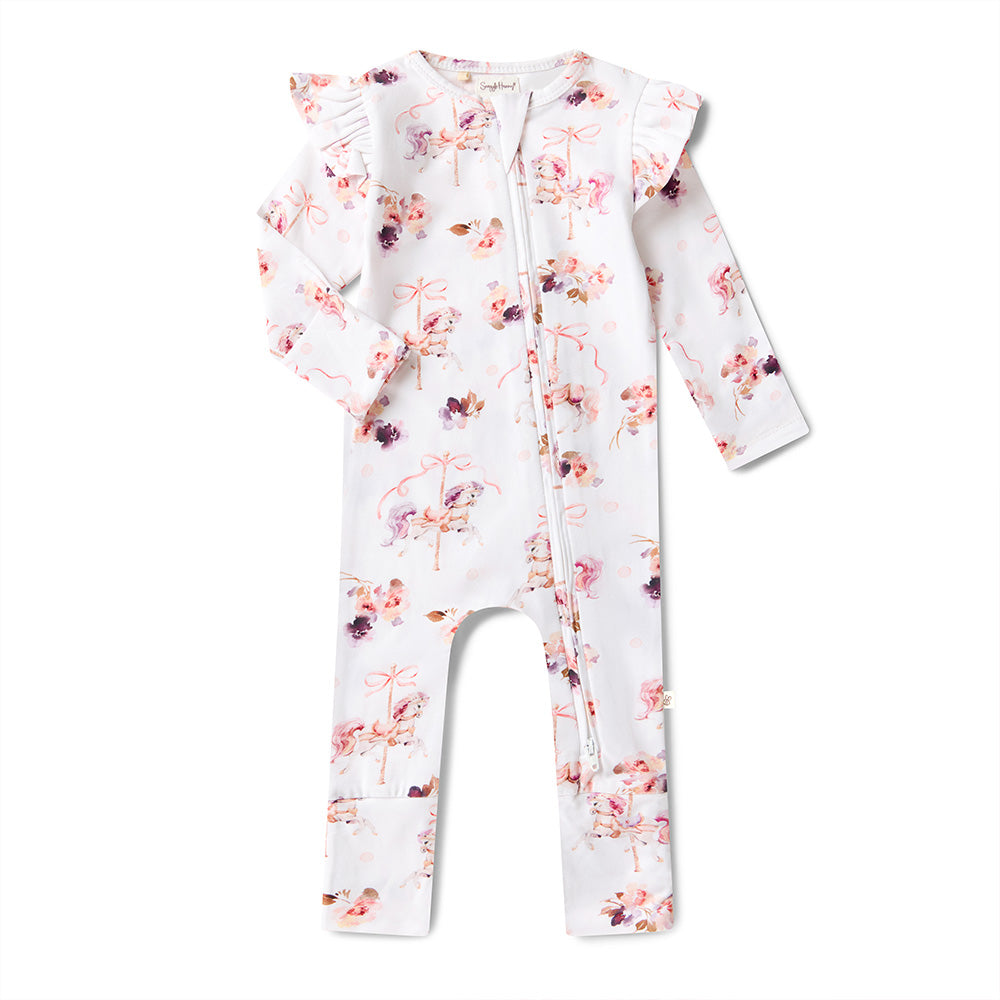 Carousel Organic Snugglesuit Convertible Romper with Frill - View 2