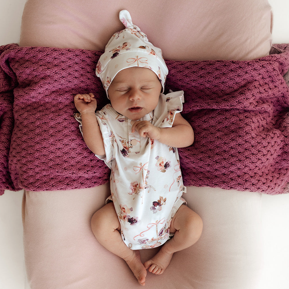 Carousel Short Sleeve Organic Bodysuit with Frill - View 10