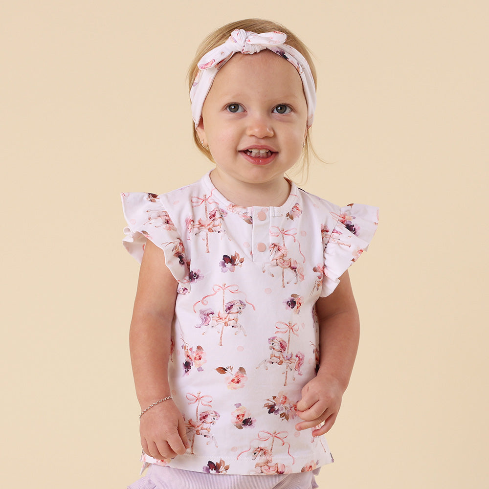 Carousel Organic Short Sleeve Top with Frill - View 3