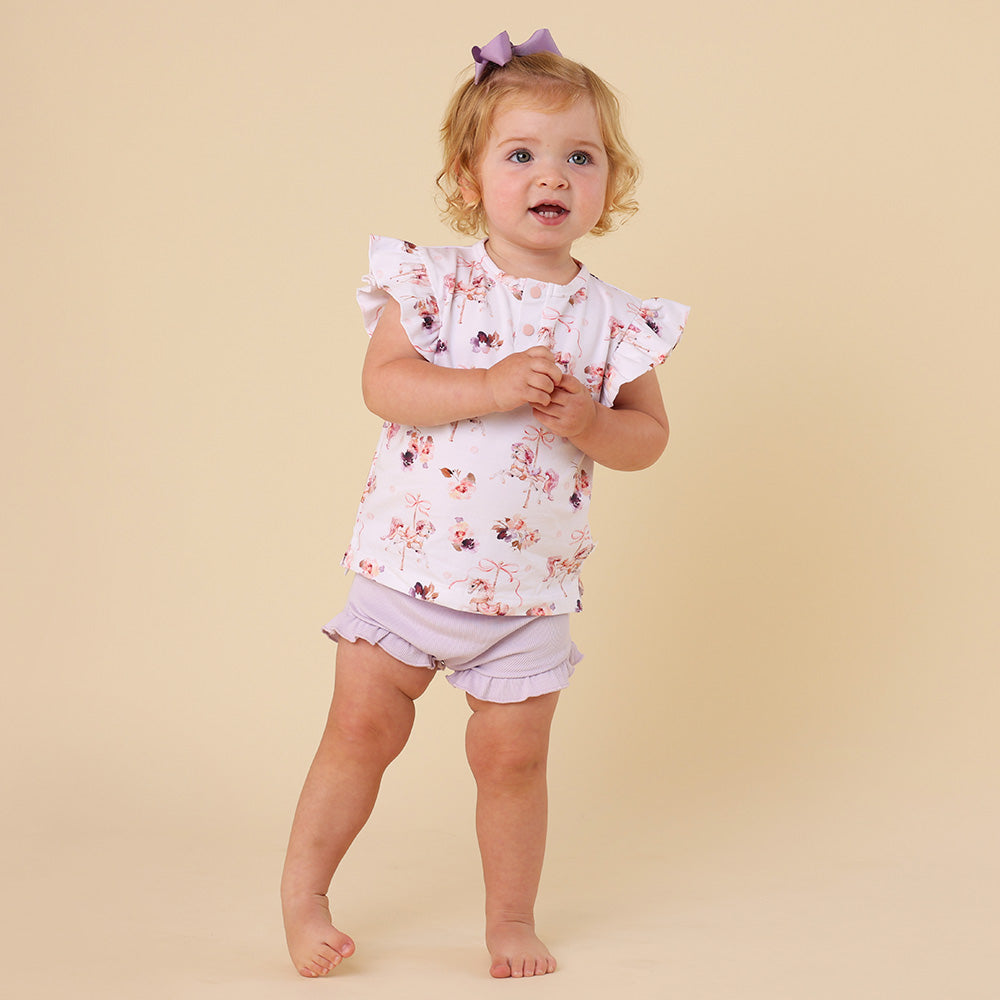 Carousel Organic Short Sleeve Top with Frill - View 9