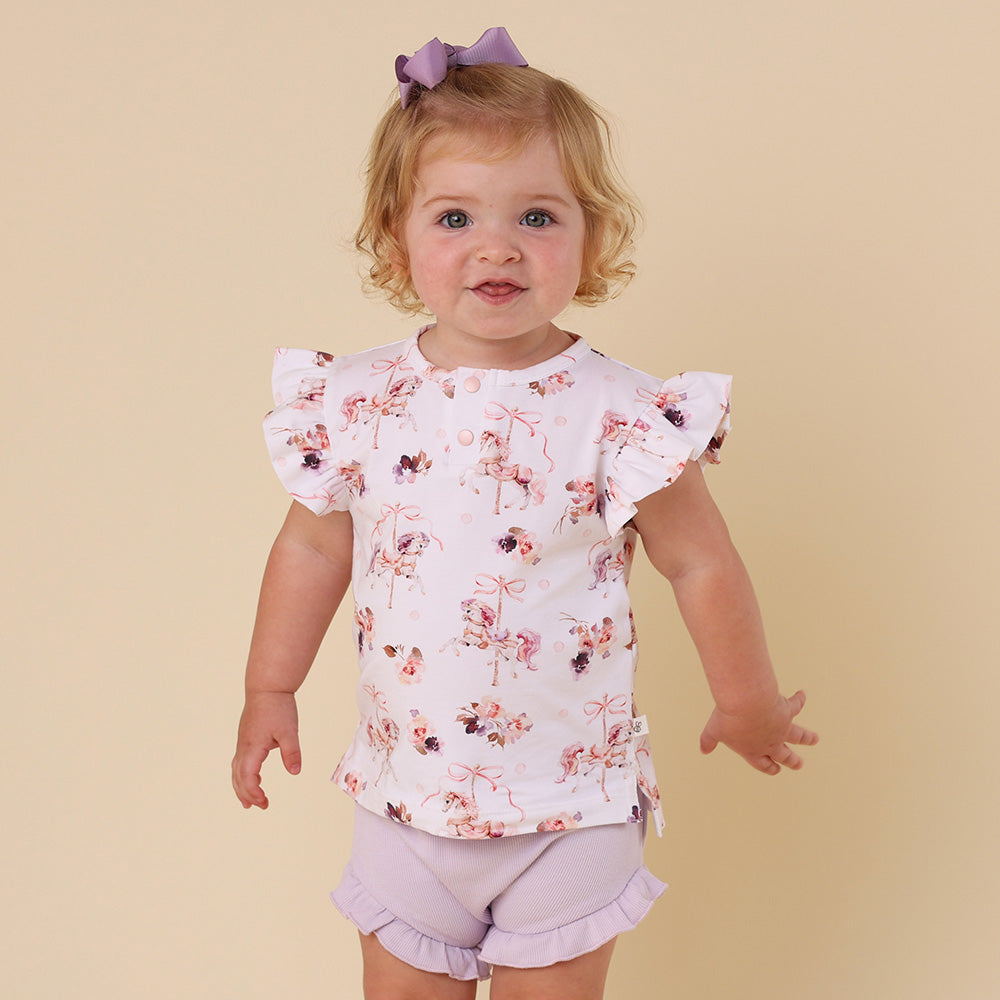 Carousel Organic Short Sleeve Top with Frill - View 1