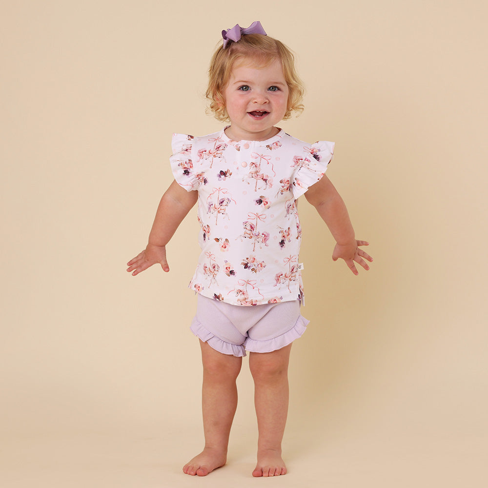 Carousel Organic Short Sleeve Top with Frill - View 4