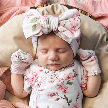 Cherry Blossom Organic Cotton Mittens | Snuggle Hunny