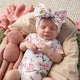 Cherry Blossom Short Sleeve Organic Kimono Bodysuit - Thumbnail 5