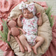 Cherry Blossom Short Sleeve Organic Kimono Bodysuit - Thumbnail 1
