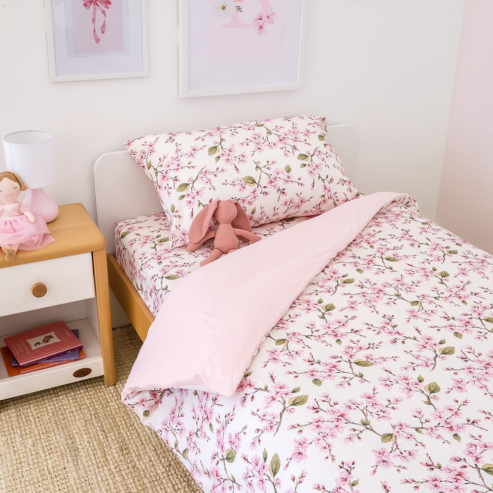 Bundle - Cherry Blossom King Single Bedding - 1 x Sheet + 1 x Quilt Cover + 1 x Pillowcase - View 2