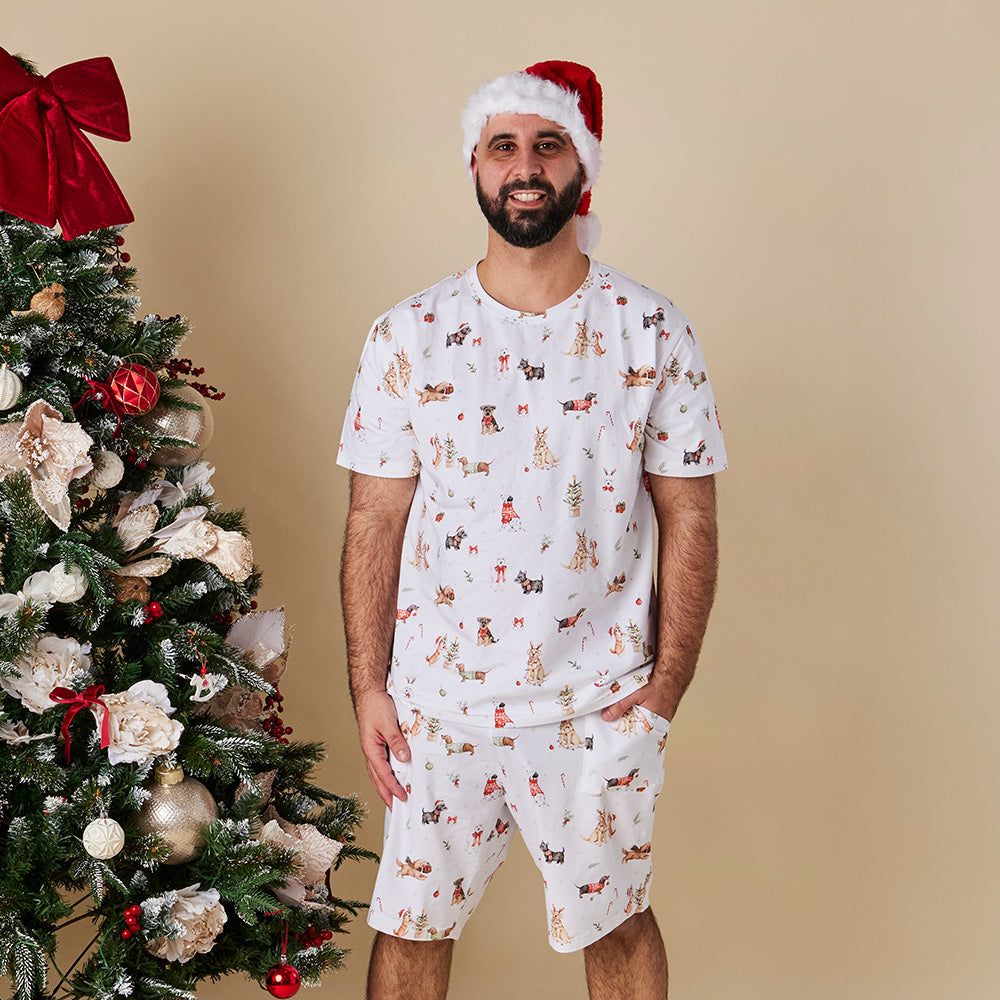 Christmas Pups Organic Mens PJ Set - View 1