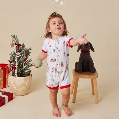 Christmas Pups Organic Snuggle Shortie | Snuggle Hunny