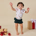 Christmas Pups Short Sleeve Organic Bodysuit with Frill | Snuggle Hunny
