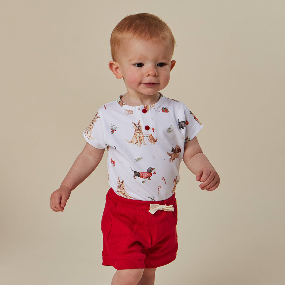 Christmas Pups Short Sleeve Organic Bodysuit - View 13