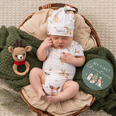 Christmas Pups Short Sleeve Organic Bodysuit | Snuggle Hunny