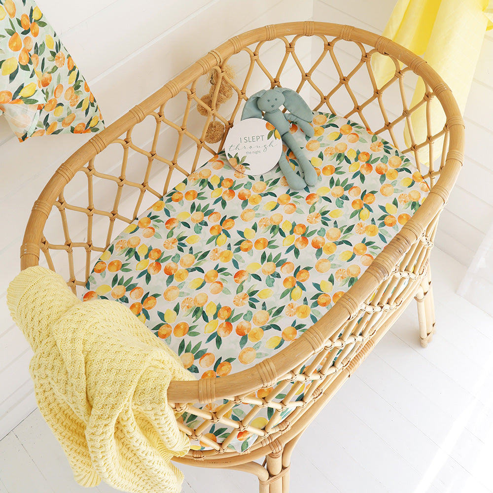 Citrus Squeeze Organic Bassinet Sheet / Change Pad Cover - View 1