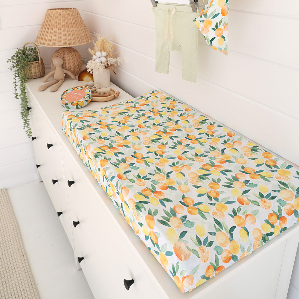 Citrus Squeeze Organic Bassinet Sheet / Change Pad Cover - View 3