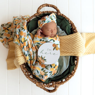 Citrus Squeeze & Peach Reversible Milestone Cards | Snuggle Hunny
