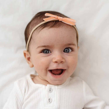 Coral Velvet Bow-Snuggle Hunny