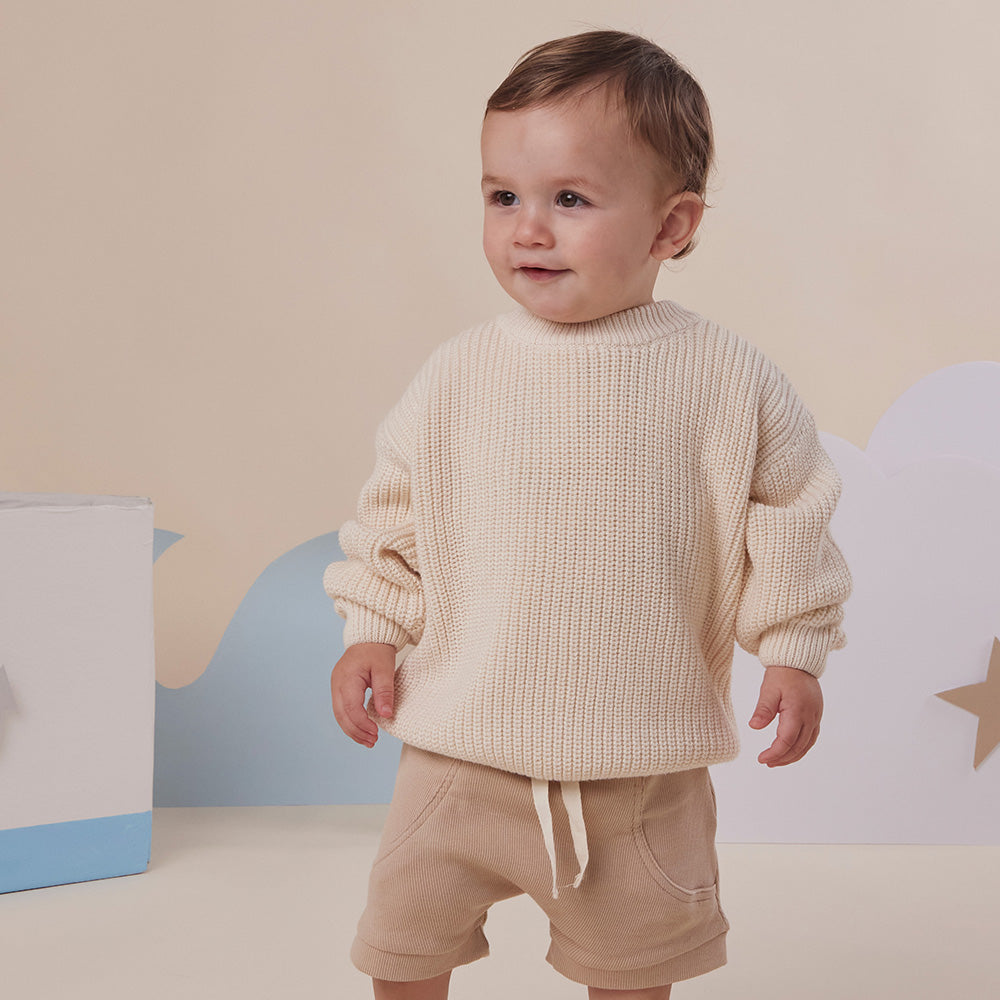 Cream Oversized Cotton Knit Jumper - View 13