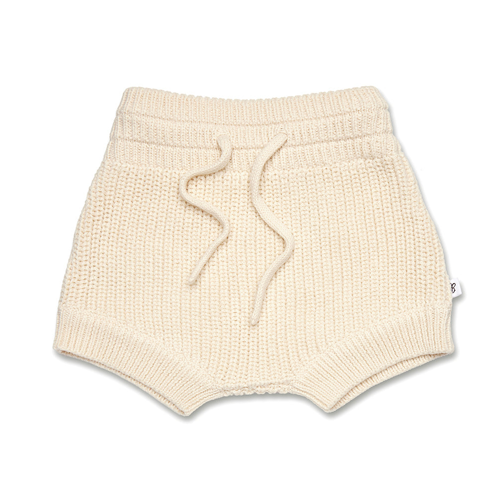 Cream Organic Cotton Knit Shorts - View 2