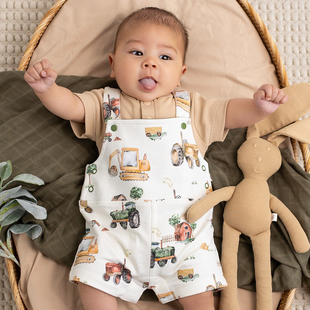 Diggers & Tractors Organic Snuggle Overall Shorts - View 5