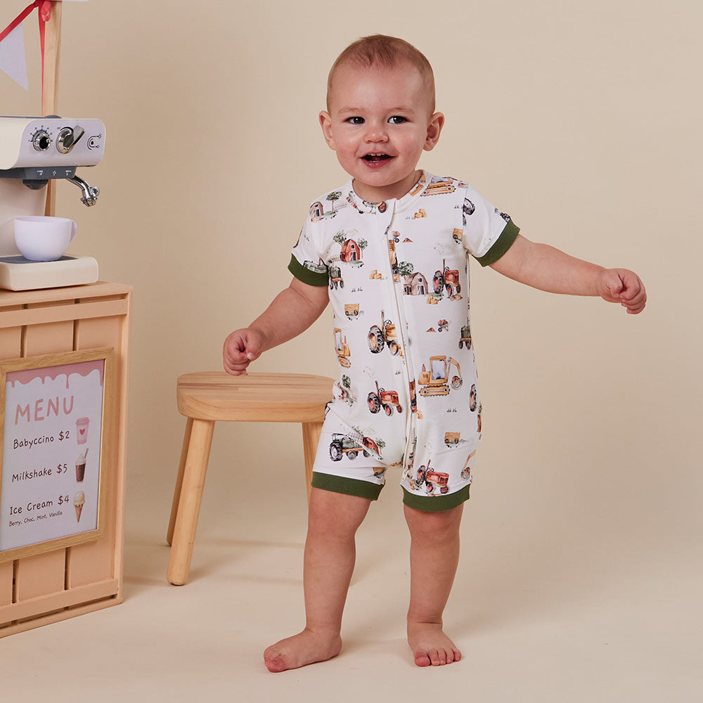 Diggers & Tractors Organic Snuggle Shortie - View 1