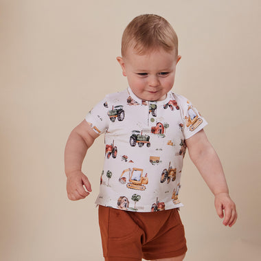 Diggers & Tractors Organic Short Sleeve Top | Snuggle Hunny