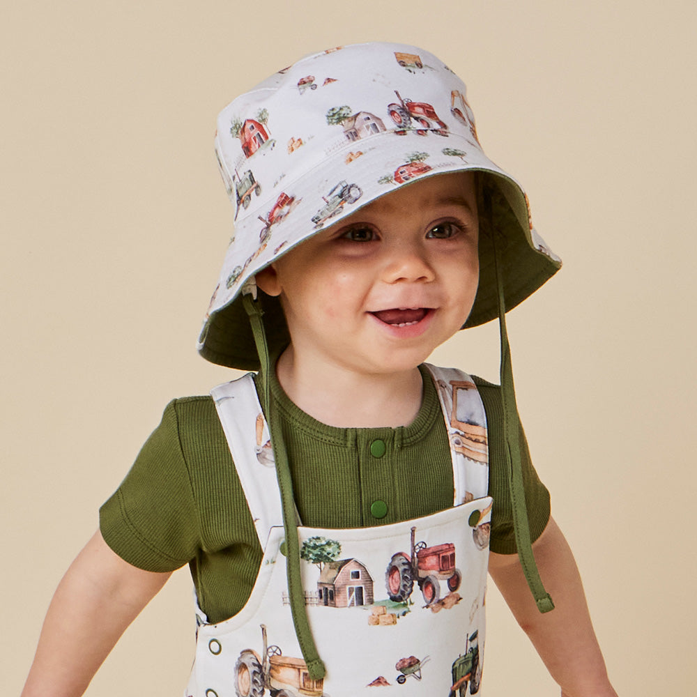 Diggers & Tractors Reversible Cotton Bucket Hat - View 6