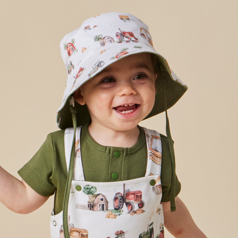Diggers & Tractors Reversible Cotton Bucket Hat - View 4