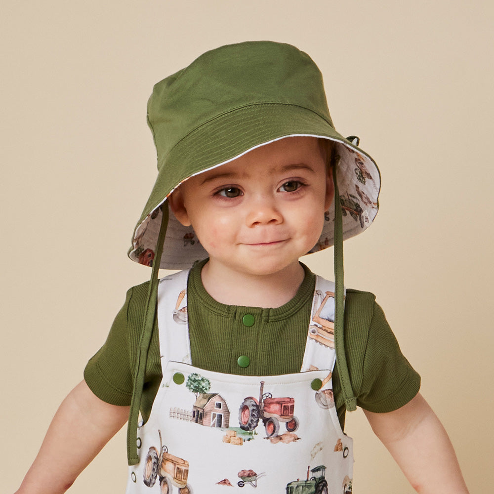 Diggers & Tractors Reversible Cotton Bucket Hat - View 3