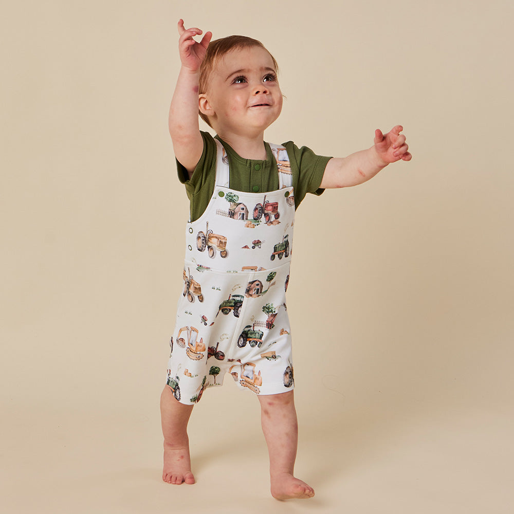 Diggers & Tractors Organic Snuggle Overall Shorts - View 8