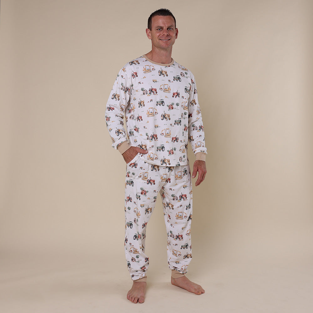 Diggers & Tractors Organic Mens Long Sleeve PJ Set - View 1