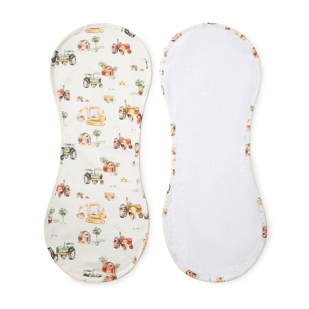 Diggers & Tractors Organic Cotton Burp Cloth - View 2