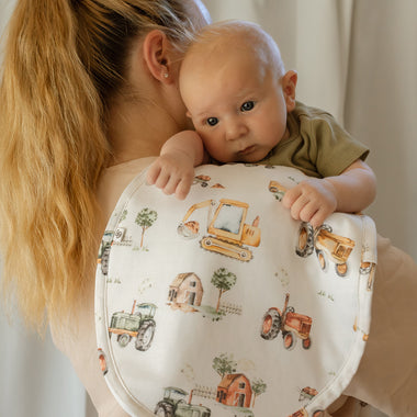 Diggers & Tractors Organic Cotton Burp Cloth | Snuggle Hunny