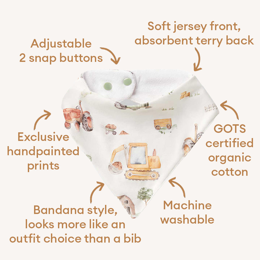 Diggers & Tractors Organic Dribble Bib - View 3