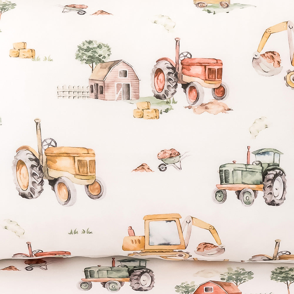 Diggers & Tractors Organic Cotton Single Pillowcase - View 2