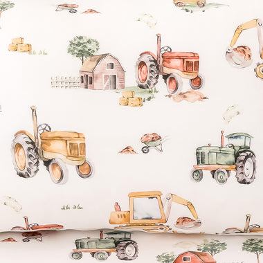 Diggers & Tractors Organic Cotton Single Pillowcase | Snuggle Hunny