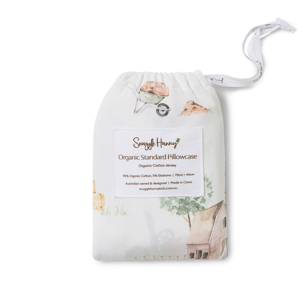 Diggers & Tractors Organic Cotton Single Pillowcase - View 5