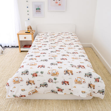 Diggers & Tractors Organic Cotton Quilt Cover | Snuggle Hunny