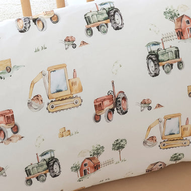 Diggers & Tractors Organic Cotton Toddler Pillowcase | Snuggle Hunny