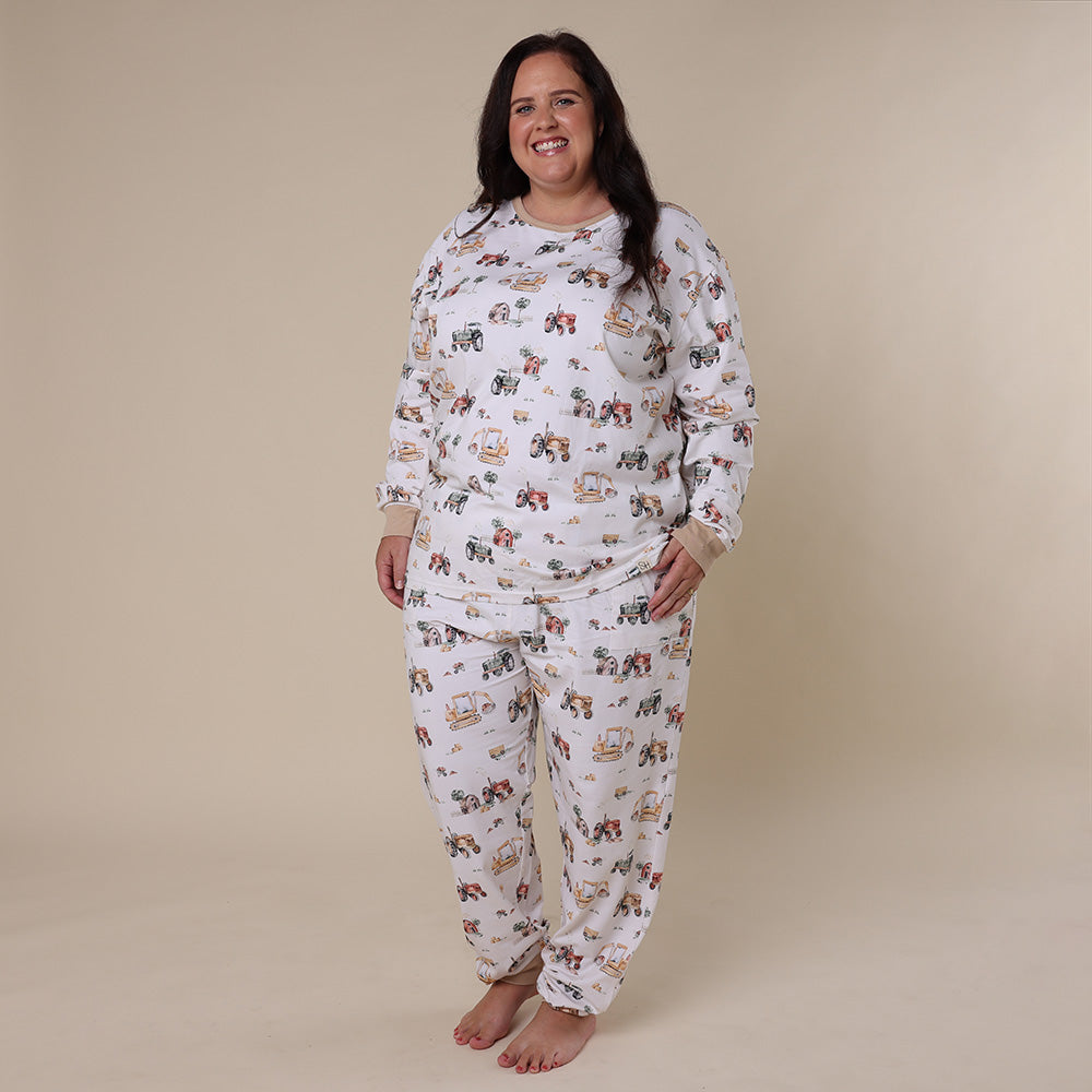 Diggers & Tractors Organic Womens Long Sleeve PJ Set - View 1