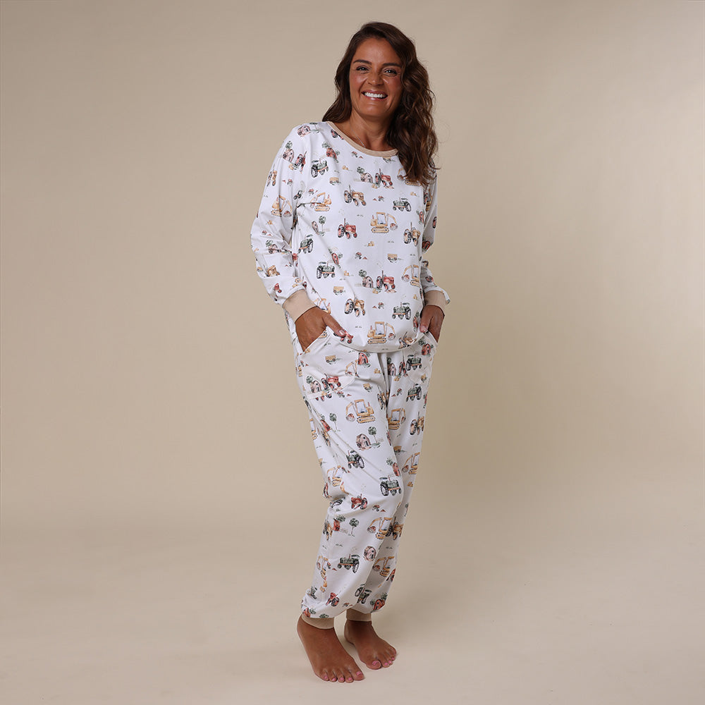 Diggers & Tractors Organic Womens Long Sleeve PJ Set - View 2