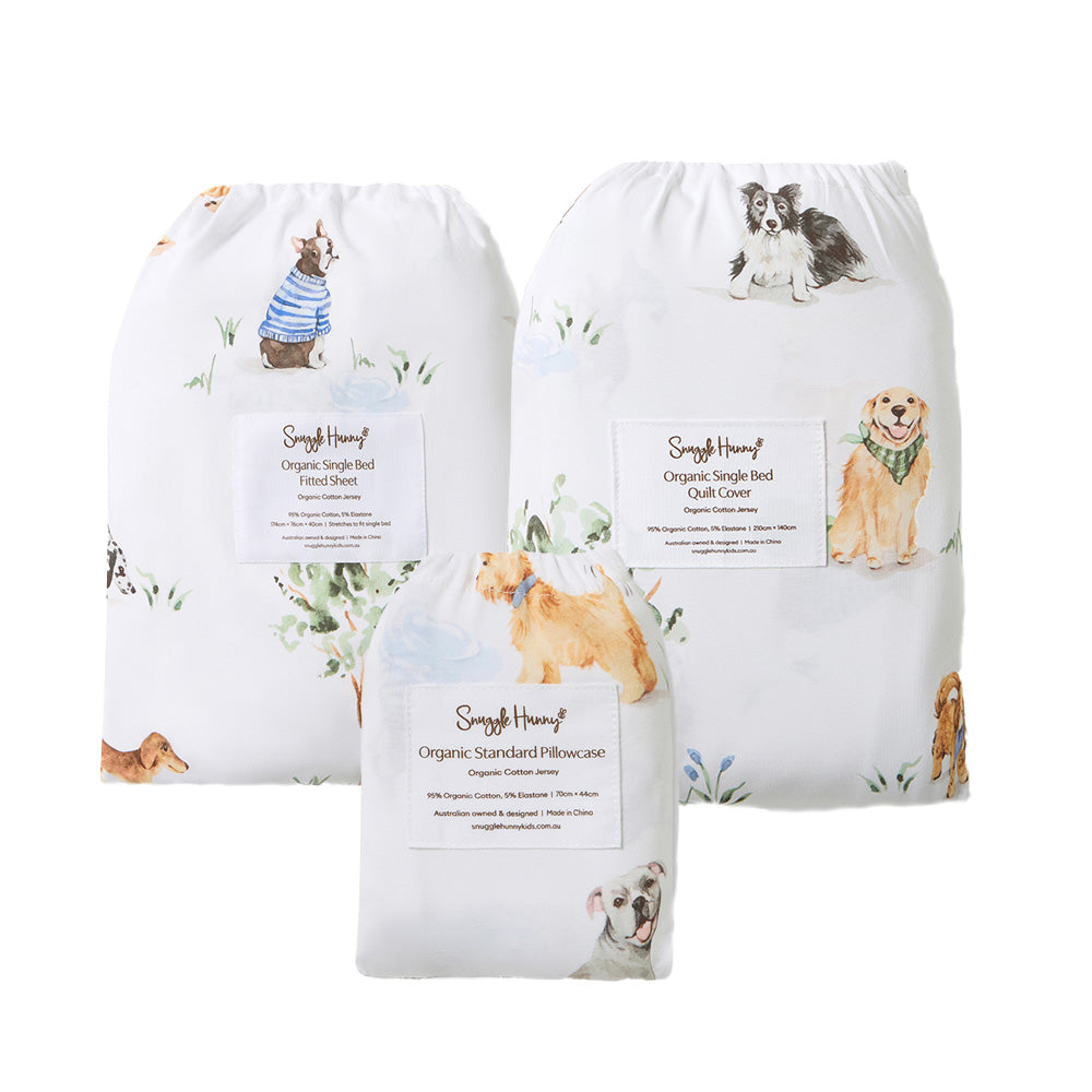 Bundle - Dog Park Single Bedding - 1 x Sheet + 1 x Quilt Cover + 1 x Pillowcase - View 1