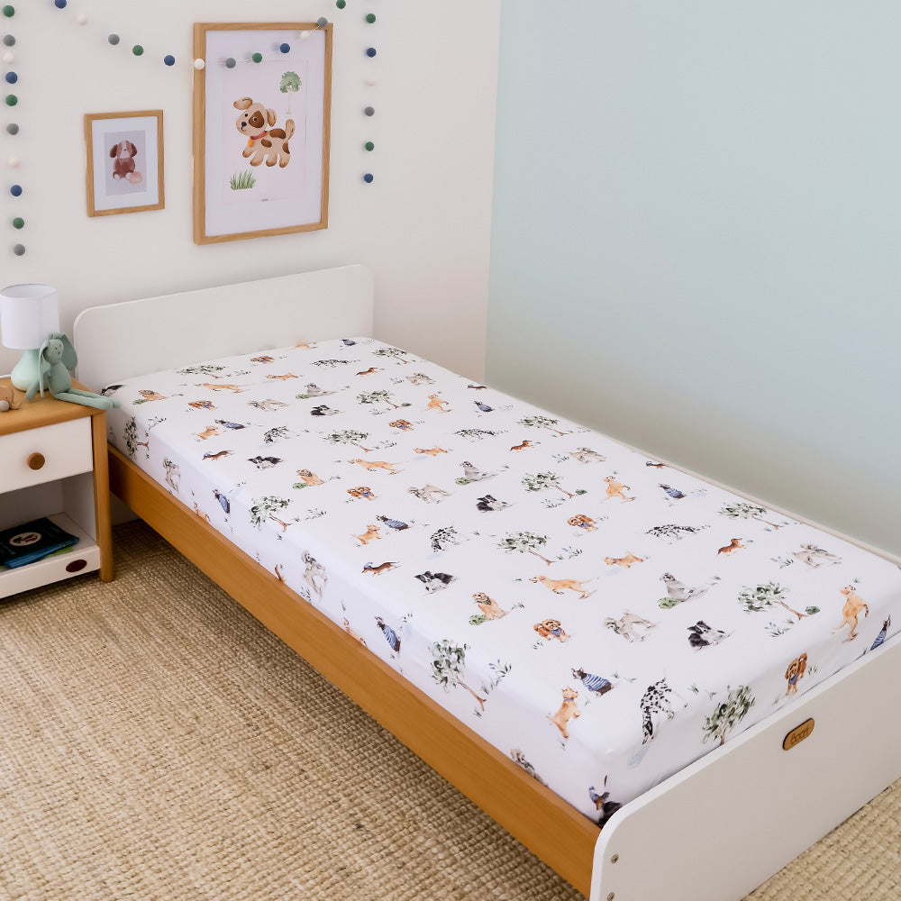 Dog Park Organic Cotton Fitted Sheet - View 1