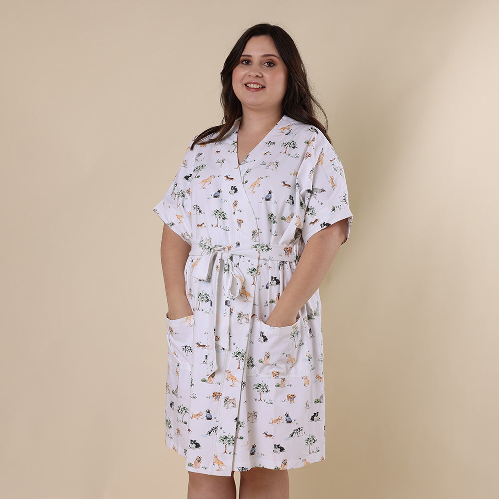 Dog Park Organic Maternity Robe - View 8