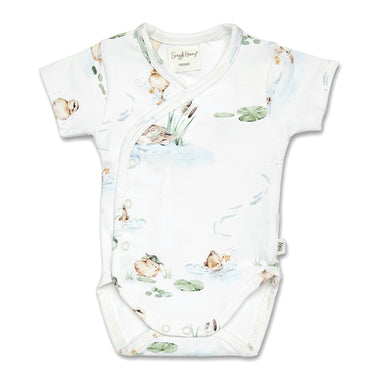 Duck Pond Short Sleeve Organic Kimono Bodysuit | Snuggle Hunny