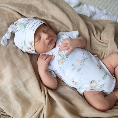 Duck Pond Short Sleeve Organic Kimono Bodysuit | Snuggle Hunny