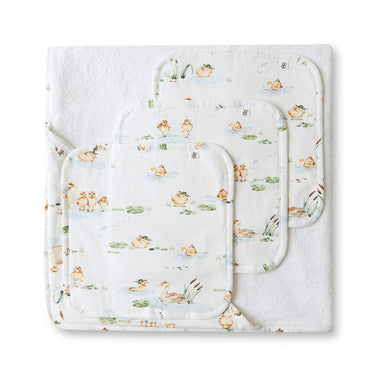 Duck Pond Organic Baby Towel & Wash Cloth Set | Snuggle Hunny