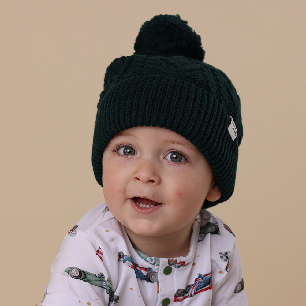 Emerald Organic Baby Knit Beanie - View 1