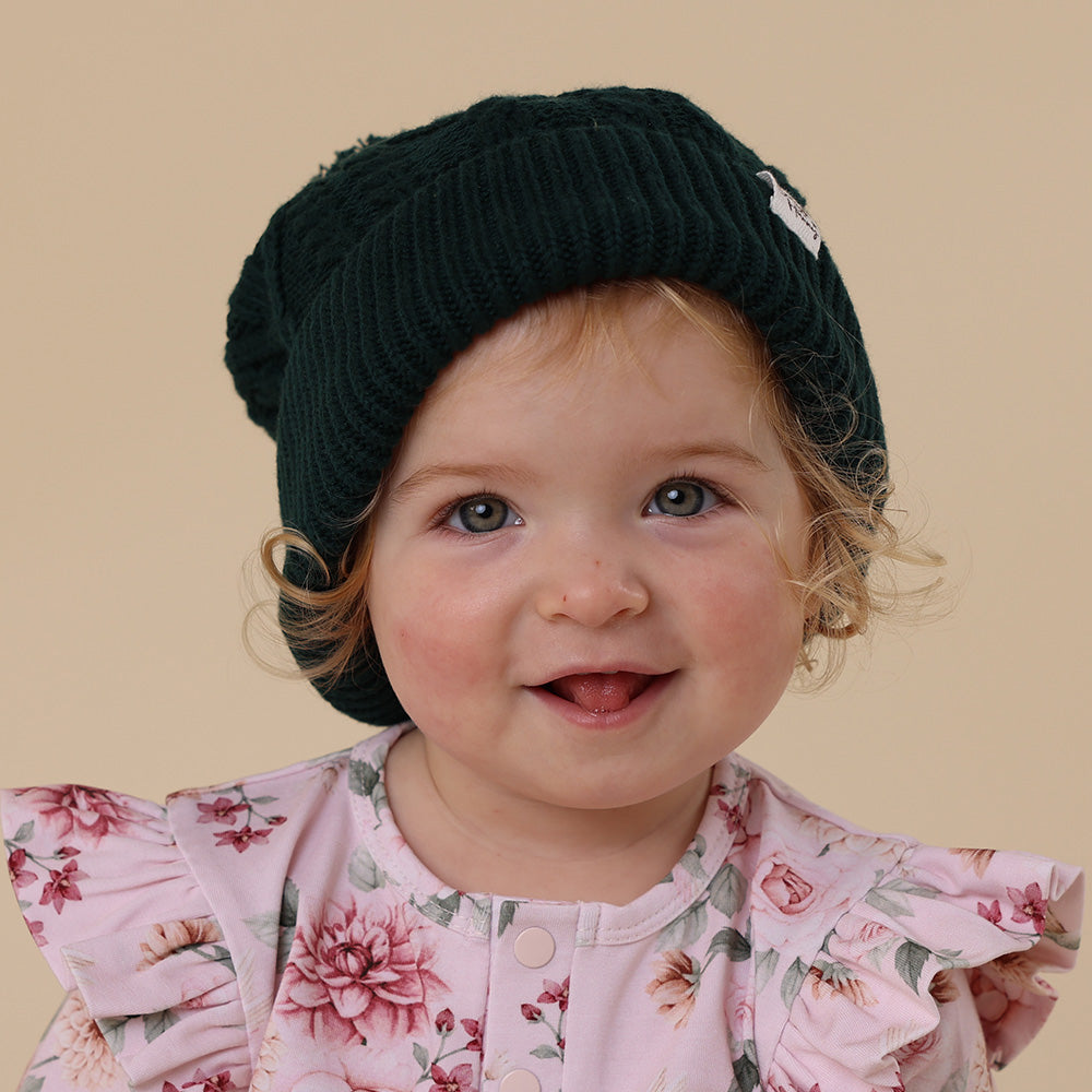 Emerald Organic Baby Knit Beanie - View 3