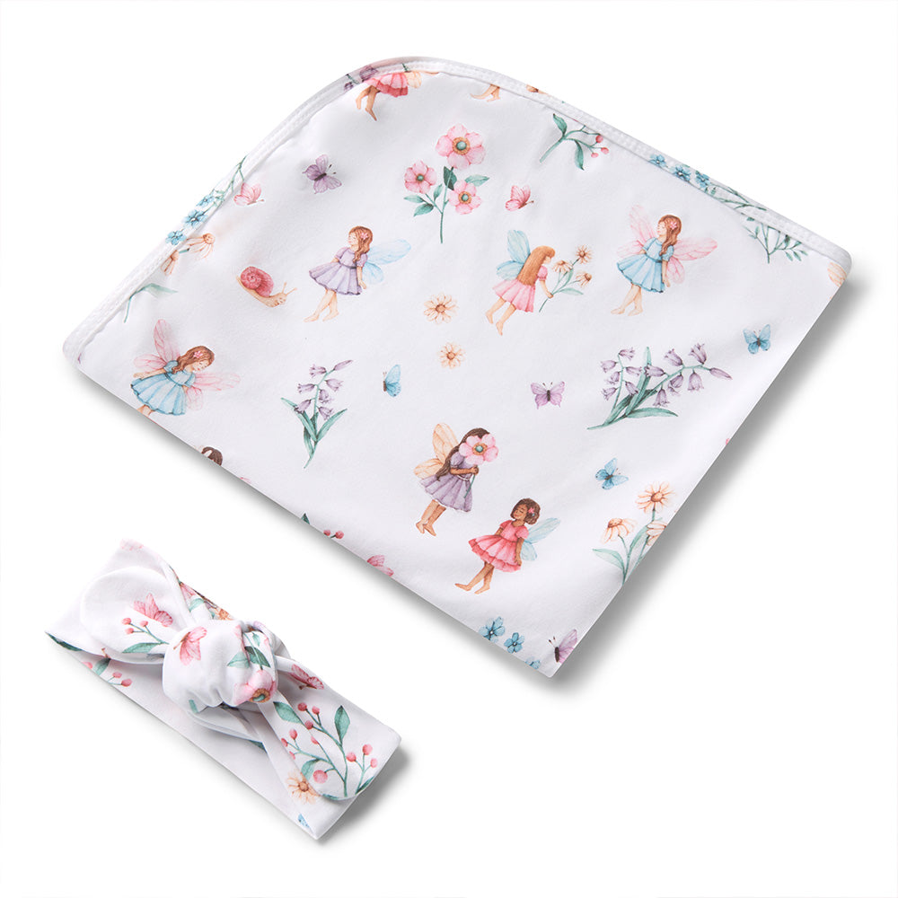 Fairy Garden Organic Jersey Wrap & Topknot Set - View 2