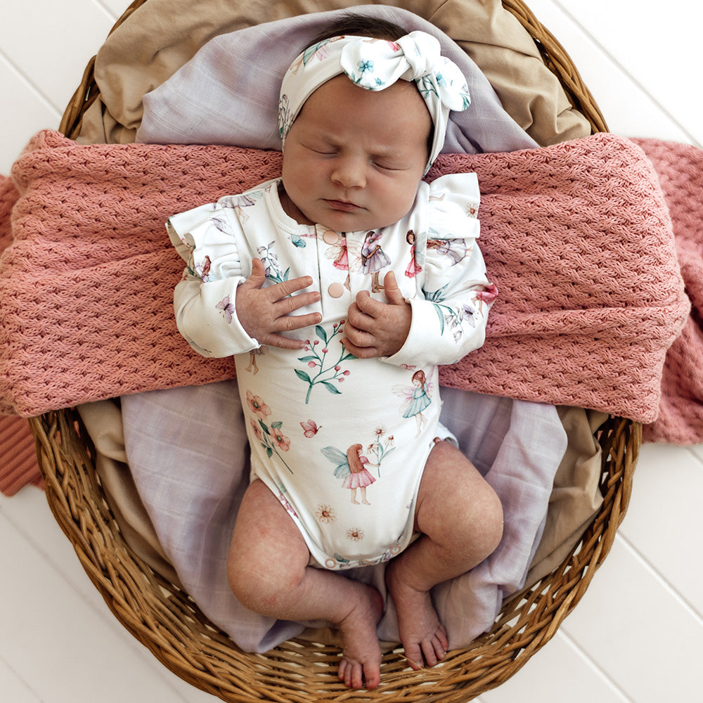 Fairy Garden Long Sleeve Organic Bodysuit with Frill - View 14