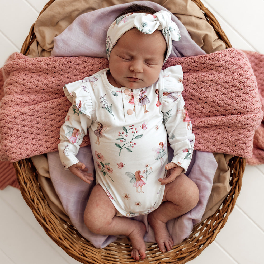 Fairy Garden Long Sleeve Organic Bodysuit with Frill - View 4